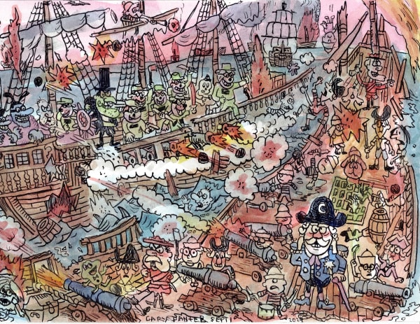 colored drawing by Gary Panter