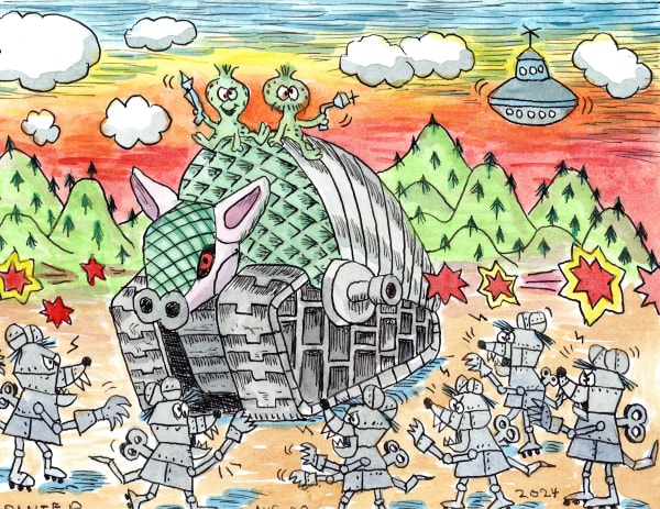 colored drawing by Gary Panter