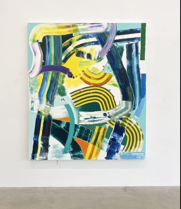 oil on canvas, multiple markings and colors on canvas