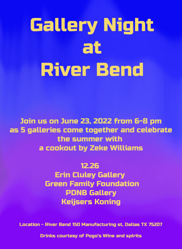 invite to gallery night at river bend, with description and gallery names