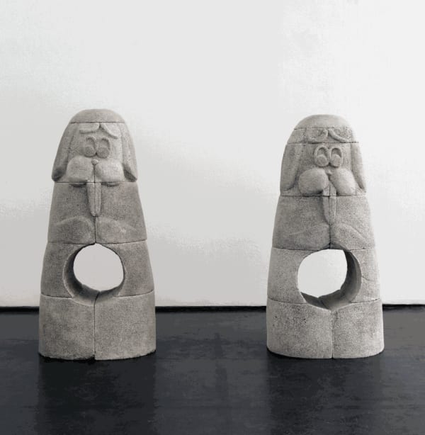 two concrete sculptures by Stefanie Popp