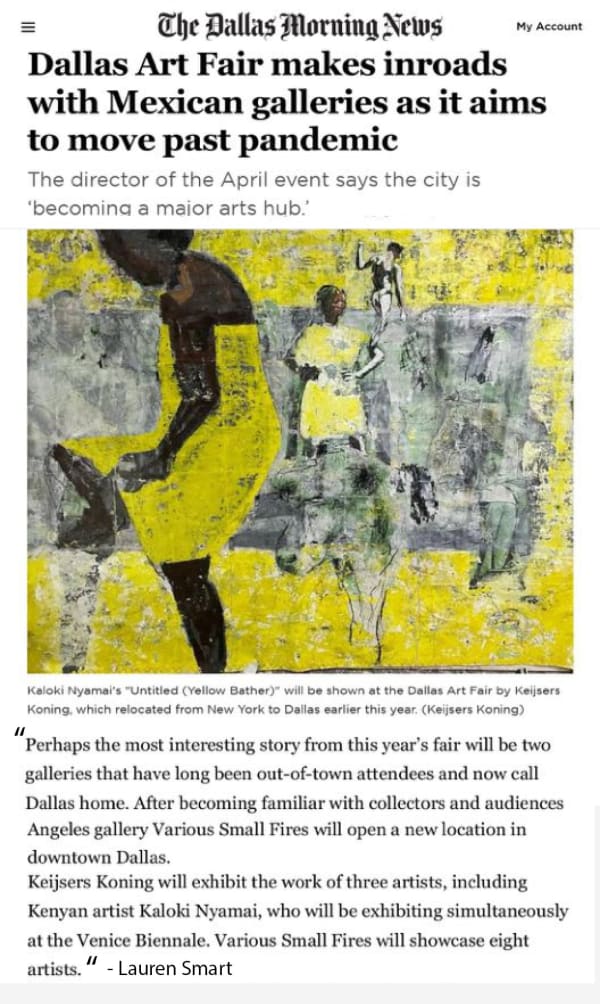 view of the Dallas Morning News layout featuring an image by Kaloki Nyamai and text by Lauren Smart