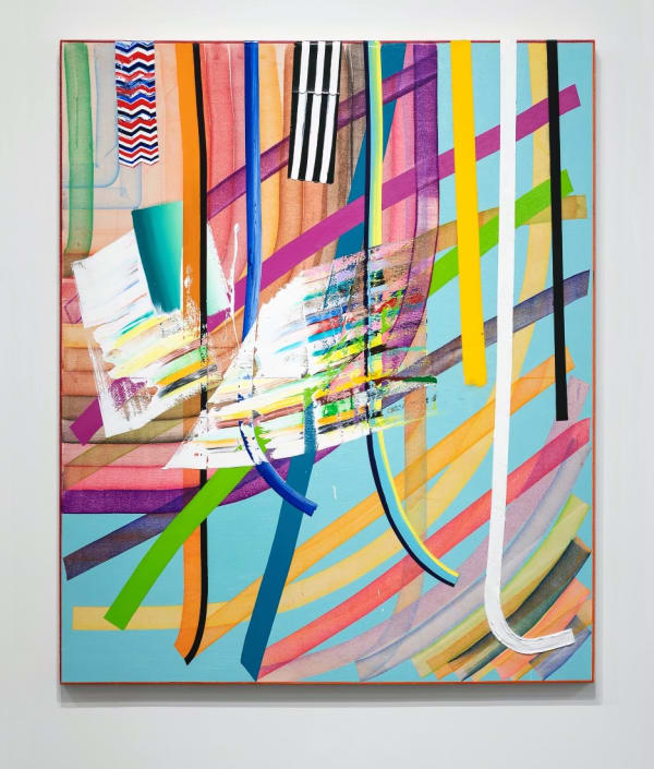 painting by eric sall of abstract shapes and many colors