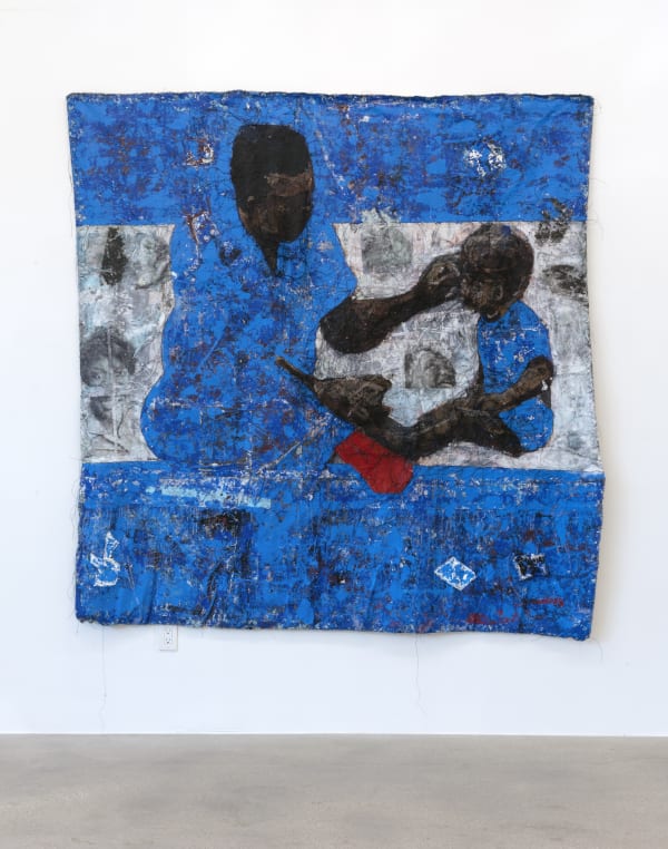 view of Kaloki Nyamai's painting for a father and son