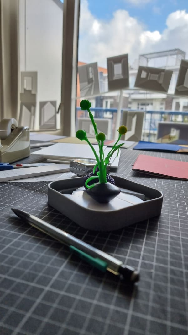sculpted flowers in studio