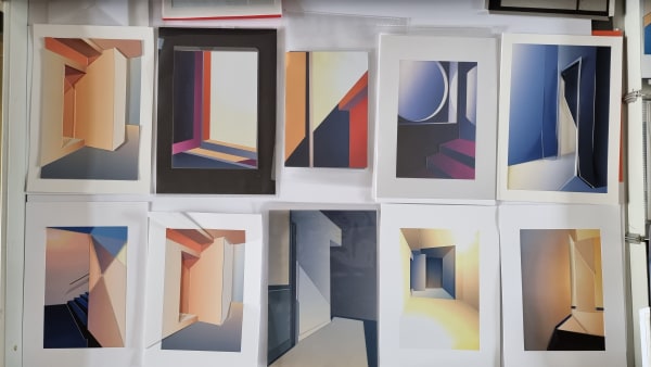 studio wall of artist Popel Coumou