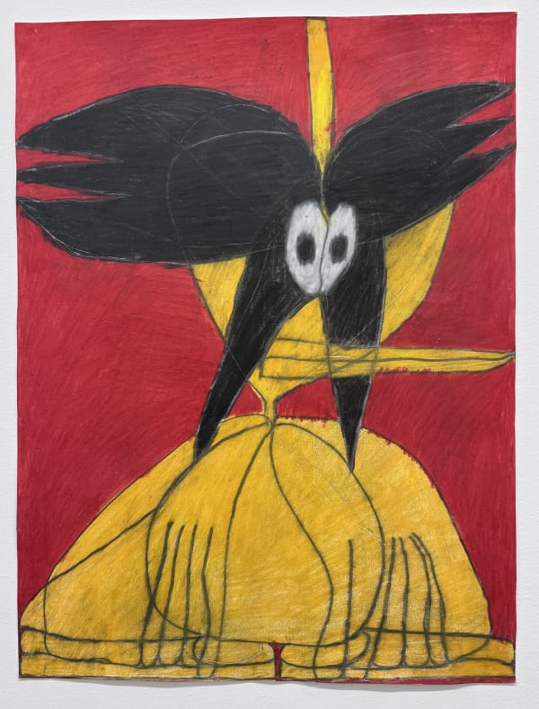 Anthony Coleman, Tweety Bird On Red, 2022, colored pencil and graphite on paper, 24 x 18".