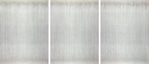 A triptych of works, gradient gray, minimalist abstract painting