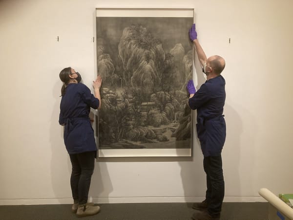 Installation view of Cosmoscapes: Ink Paintings by Tai Xiangzhou, Image ©Artist and AIC