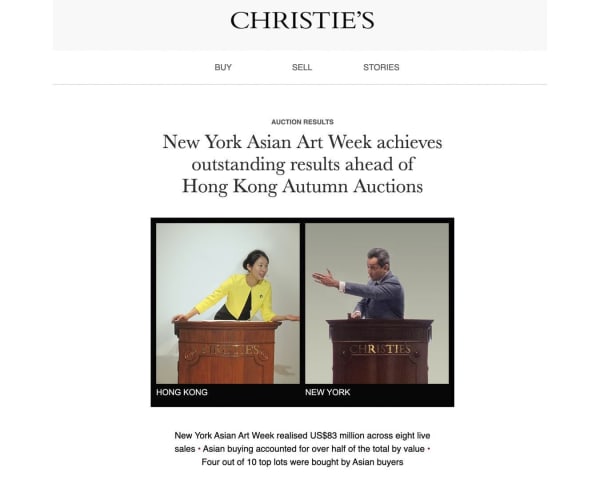 Screenshot of Christie's article