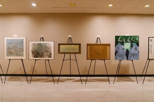 A group of works erected on a stand