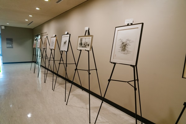 A group of works erected on a stand