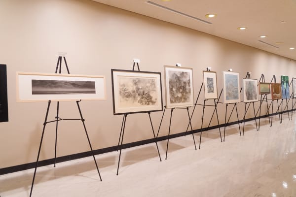 A group of works erected on a stand