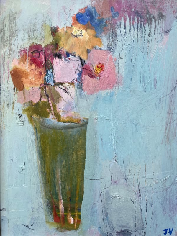 Joanna Vollers, White camellias in green vase
