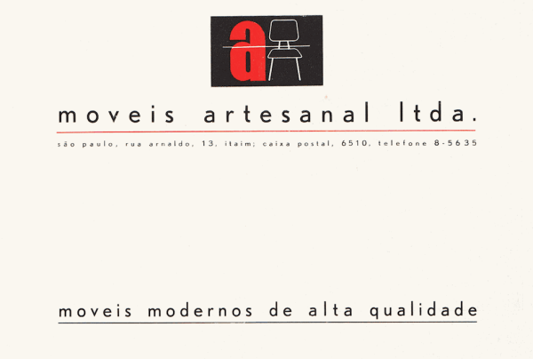 Móveis Artesanal logo and its slogan below, which says "high-quality modern furniture".