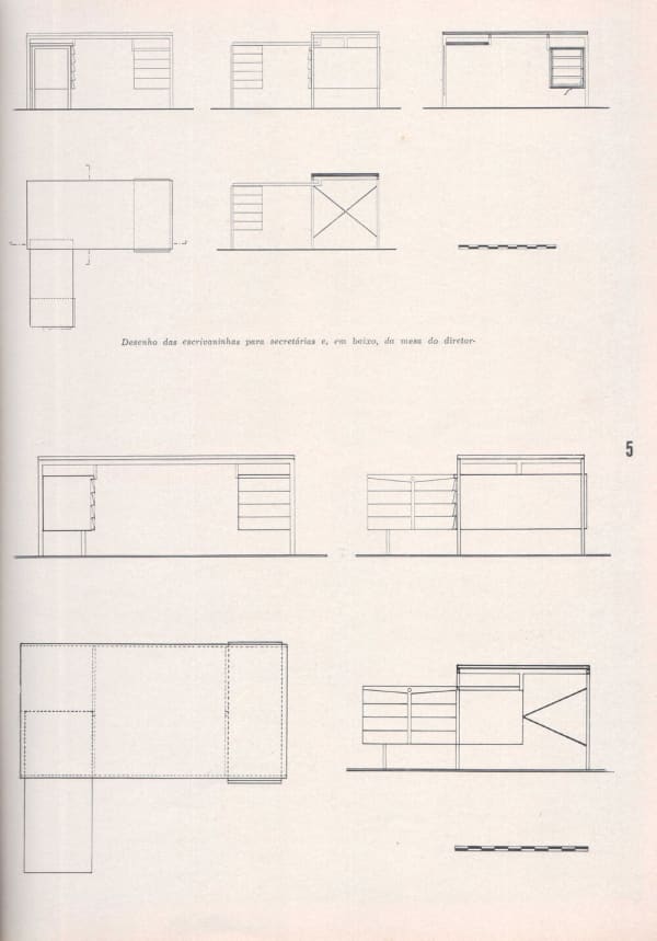 Above: secretary desks | Below: director's desk
