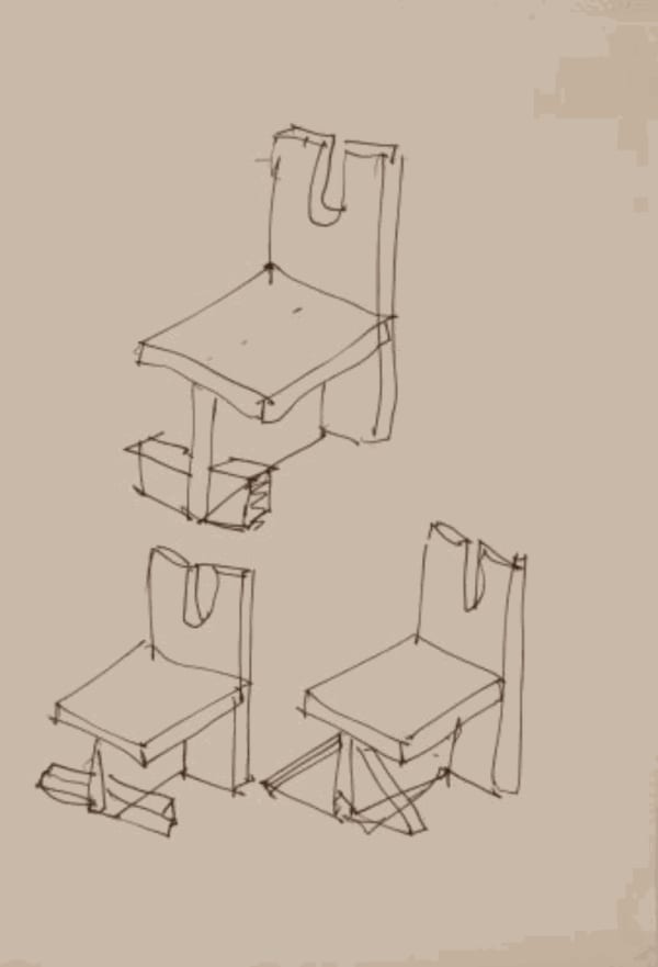 Sesc Pompeia Stool: sketch by Lina Bo Bardi, 1977. Image: Instituto Bardi
