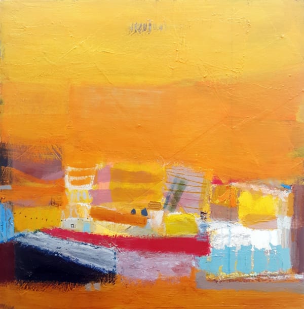 Sultry Heat, oil & mixed media on board, 23 1/2 x 23 1/2 in / 60 x 60 cm