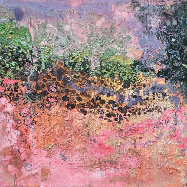 Evening Field, mixed media on canvas, 11 3/4 x 11 3/4 in / 30 x 30 cm