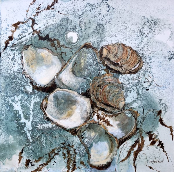 'Oysters I', acrylic on canvas, 23 1/2 x 23 1/2 in / 60 x 60 cm