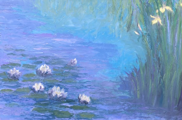 Iris Flags & Waterlilies (detail), oil on canvas, 23 1/2 x 35 1/2 in / 59.5 x 90 cm