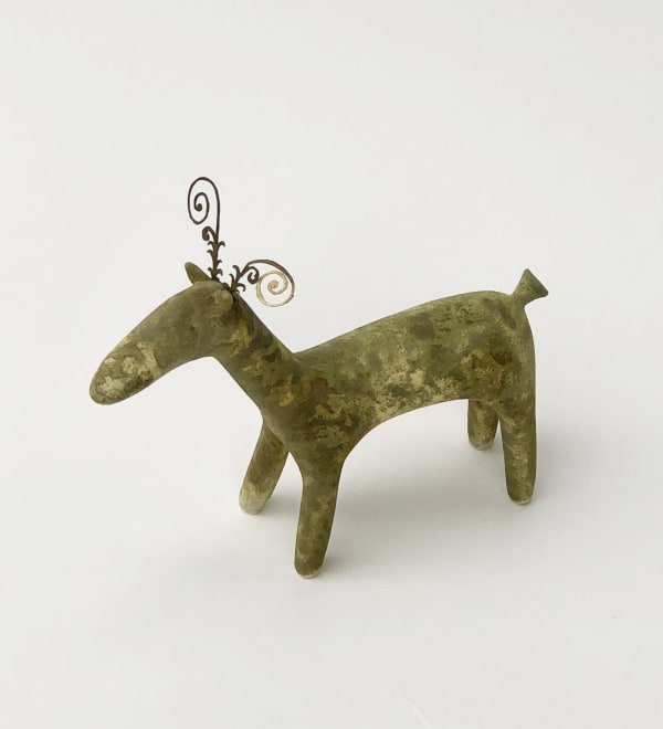 Claire Ireland, Vanadium Horse with Spiral Brass Antlers
