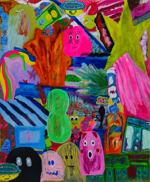 Aoibhin Maguire Underwhelming, 2021 Acrylic, ink, glitter and other mixed media on canvas 140 x 170 cm