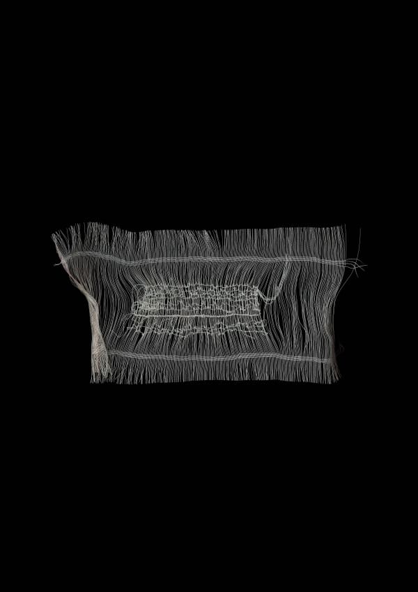 Suzanna James Making something of absences, 2021 Muslin, thread pulling, embroidery, photography 420 x 594 mm