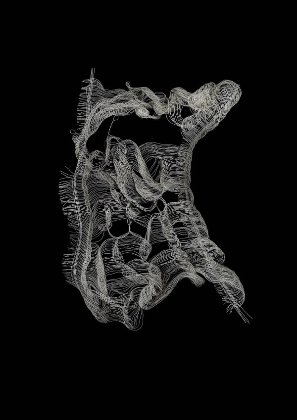 Suzanna James Openness to the Unknown, 2021 Muslin, thread pulling, photography 420 x 594 mm