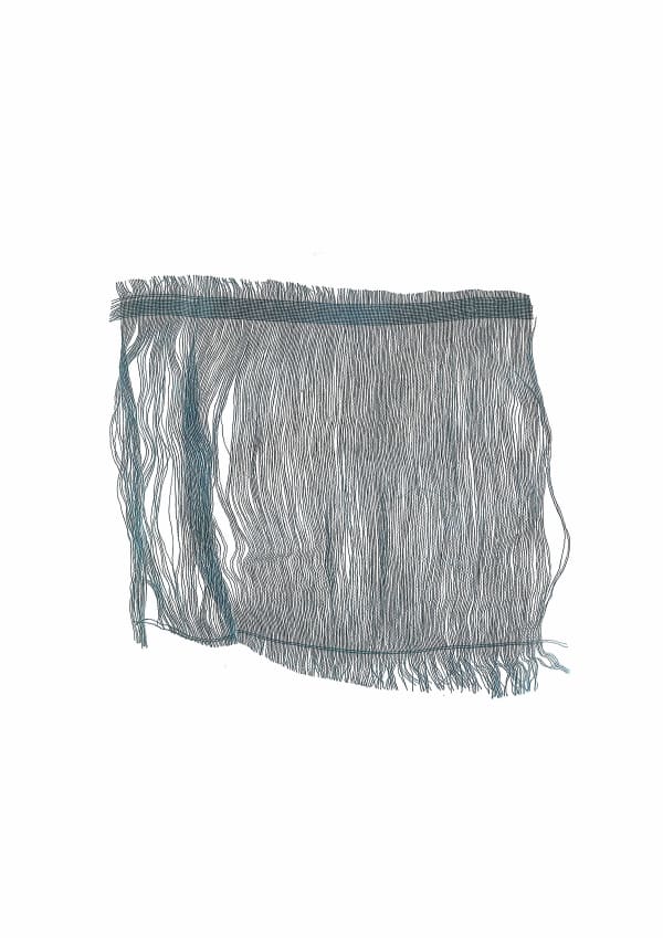 Suzanna James Doing Undoing, 2021 Muslin, thread pulling, photography 420 x 594 mm