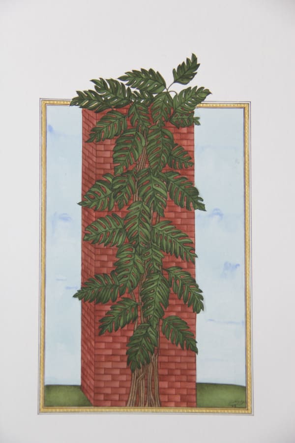 Maryam Baniasadi Climbers and the Pillar, 2020 Gouache on wasli 20 x 12 x 3 cm