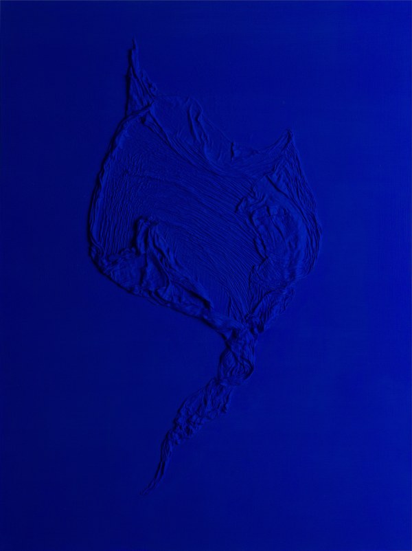 Derek Dickinson Figurative Study on Ultra Blue, 2022 Acrylic and muslin on canvas 102 x 76 x 2 cm