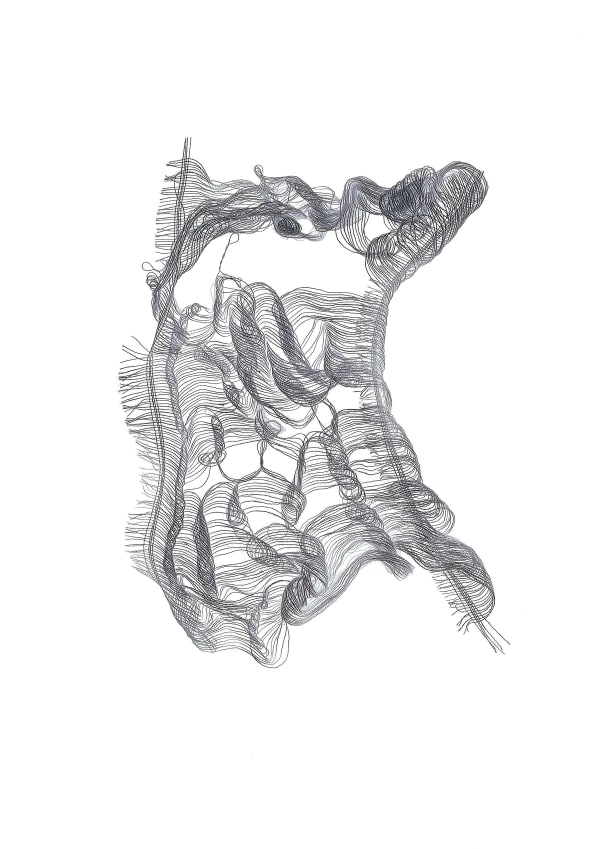 Suzanna James Openness to the Unknown - Response to Linda Tuhiwai Smith, 2022 Thread Pulling on muslin, photography A4 (21 x 29.7 cm)