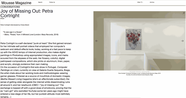 Petra Cortright Interview Chiara Moioli for Mousse Magazine