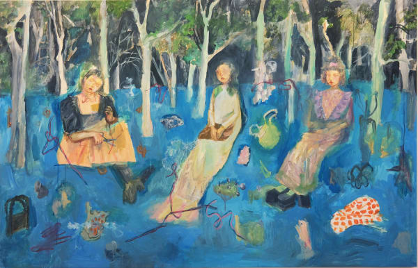 The blue grass in the forest