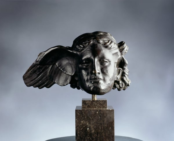 FERNAND KHNOPFF 1858-1921 Head of Hypnos c.1891 Bronze Monogrammed on the base 21 × 35.5 × 22cm EXHIBITED Brussels, Galerie L'Ecuyer, Fernand Khnopff, 1971, cat. no. 38; London, Whitford and Hughes, Visions Rich and Strange, 1982. LITERATURE DELEVOY R.L., C. de CROES, G. OLLINGER-ZINQUE. Fernand Khnopff, Catalogue de l’Oeuvre, Lebeer Hossmann, Brussels, 1979, cat. no. 363; Visions Rich and Strange, Whitford and Hughes, London, 1982, cat. no. 19.