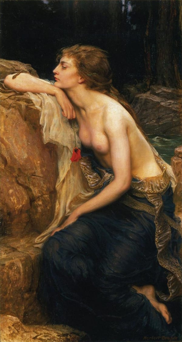 HERBERT JAMES DRAPER 1864-1920 Lamia c. 1900 Oil on canvas 127 x 69 cm EXHIBITED Dreamers and Academics, Whitford and Hughes, London, 1982.