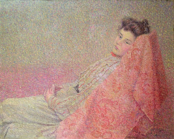 Modeste Huys 1875 - 1932 A Study In Pink 1906 Oil on canvas 65 x 81 cm EXHIBITED A Clear View - The Belgian Luminist Tradition, Whitford & Hughes, London, 1987, cat. 17, ill.