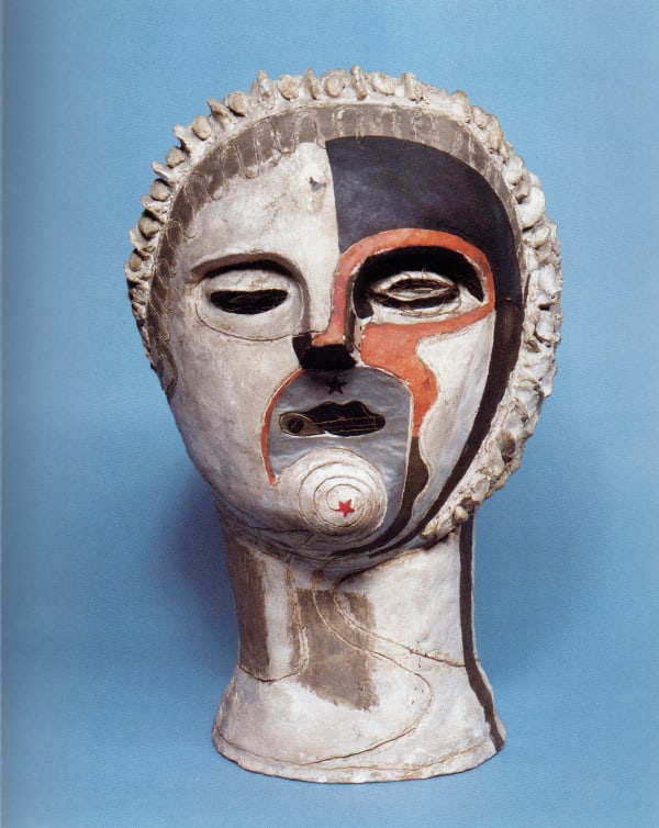EILEEN AGAR RA 1899 - 1991 The Angel of Mercy 1934 Plaster with collage and watercolour 44 cm high PROVENANCE Birch and Conran, London, 1987; Whtiford and Hughes, London, 1988; Private collection, UK. EXHIBITED London, Birch & Conran, Eileen Agar: A Retrospective, 1987; London, Whitford and Hughes, The Surrealist Spirit in Britain, 1988; London, Whitechapel Gallery, 2021. LITERATURE London, Birch & Conran, Eileen Agar: A Retrospective, 1987, no. 8, ill.; Whitford and Hughes, The Surrealist Spirit in Britain, exhibition catalogue, London, 1988, cat. no. 1, ill.; Eileen Agar, exhibition catalogue, Whitechapel Art Gallery, London, 2021.