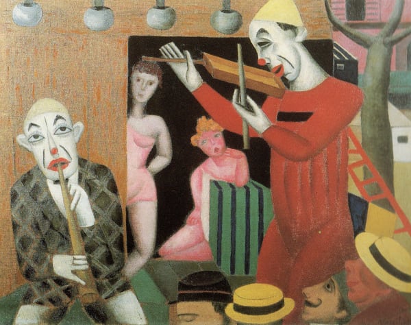 MARIE VASSILIEFF 1884 -1957 The Circus c. 1915 Oil on panel 72 × 92 cm PROVENANCE A gift from the artist to Nina Hamnett; thence by descent; Whitford and Hughes, 1986; Sotheby's London, Russian Paintings part 1, 2010. EXHIBITED London, Whitford and Hughes, Modernism and Tradition, 1986. LITERATURE Modernism and Tradition, exhibition catalogue, Whitford and Hughes, 1986, cat. no. 20, ill.