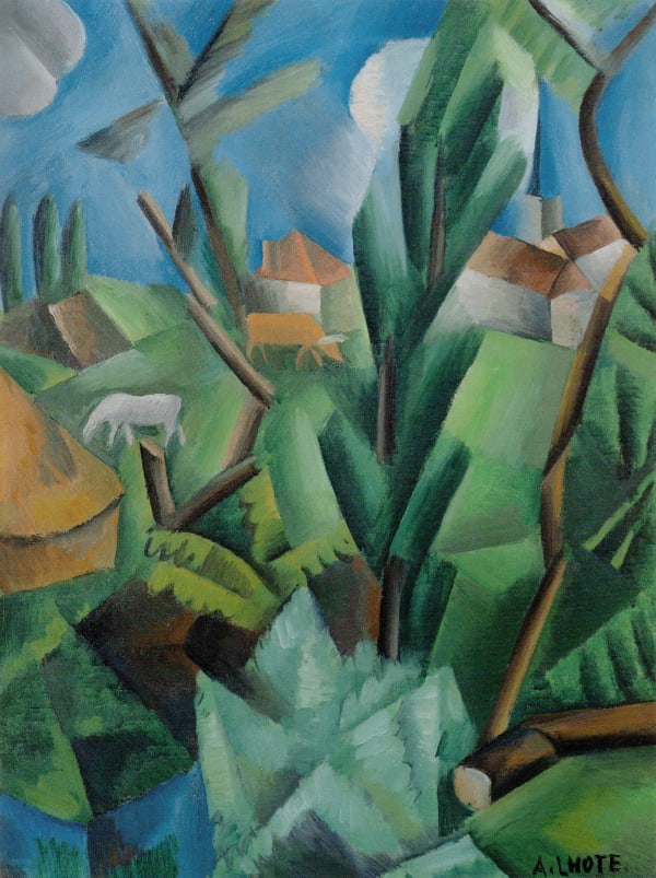 ANDRÉ LHOTE 1885-1962 Paysage au Cheval blanc 1912 Oil on canvas Signed lower right 61 × 46 cm PROVENANCE Larry Aldrich collection, USA, Parke-Bernet, October 30, 1963, no. 34; Private collection. EXHIBITED American Federation of the Arts travelling exhibition, 1960-62; Minneapolis Institute of Arts; Museum of St. Louis and Albany Institute of History and Art, exhibit no. 29. LITERATURE London, Whitford Fine Art, Cubism and Neo-Classicism: Paris 1910-1950, 2004.