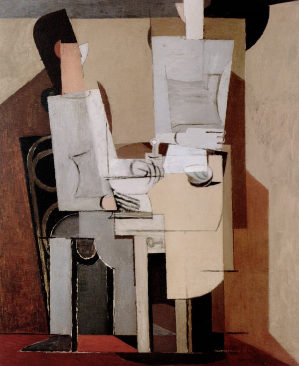 LOUIS MARCOUSSIS 1878-1941 Personnage ecrivant ét personnage 1931 Oil on canvas 100 × 81 cm PROVENANCE Galerie Jeanne Bucher, Paris; Henri Hoppenot, Paris. LITERATURE Paris, J. Lafranchis, Marcoussis: Catalogue Raisonné. 1961, cat. 214, illustrated.