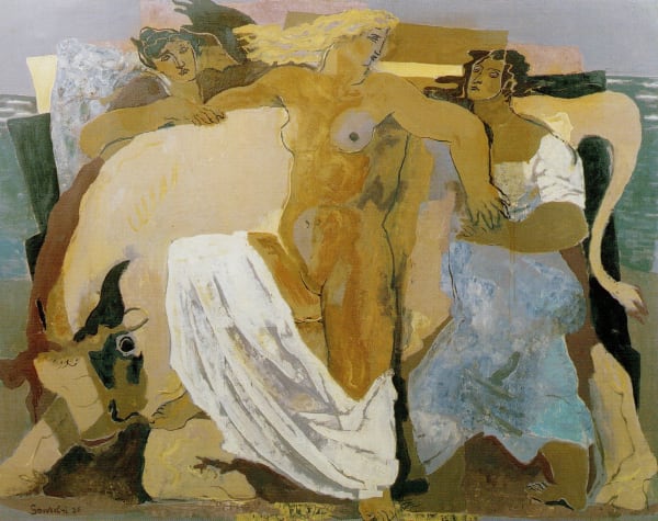 JEAN SOUVERBIE 1891-1981 L'enlèvement d'Europe 1926 Oil on canvas 114 × 147 cm EXHIBITED 1966, Roland, Browse & Delbanco, London, cat. no.7, ill. Obelisk Gallery, London