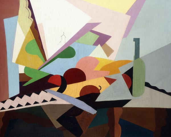 GEORGES VALMIER 1885-1937 Nature Morte devant une Fenêtre 1922 Oil on canvas 59 × 73 cm PROVENANCE Private collection, Paris, Galerie Bailly; Paris; Sale Galateau, Limoges, 9 December 1984, lot 128. EXHIBITED Madrid, Galeria Guillermo de Usma, Ismos 3. Arte de Vanguardia (1910-1939) e Europa, 2000, Cat. No 8, ill p.29. LITERATURE Madrid, Ismos 3. Arte de Vanguardia (1910-19390 en Europa), Exhibition catalogue, Galeiria Guillermo de Osma, 2000, cat. No 8, ill; Paris, Denise BAZETOUX, Georges Valmier, Catalogue Raisonneé, 1993, no 430, ill. P. 132.