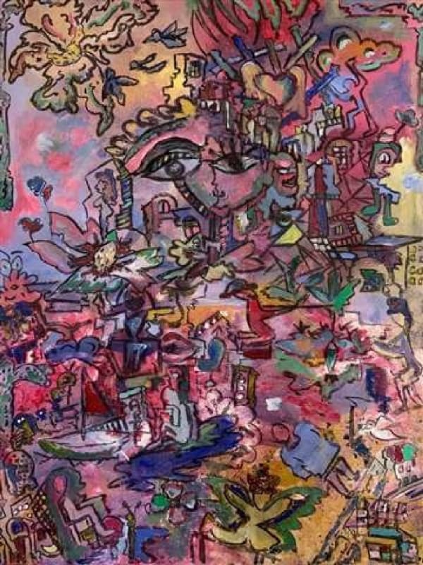 Kinda Adly Our Story, 2021 acrylic & charcoal on canvas 70 x 50cm, signed & dated