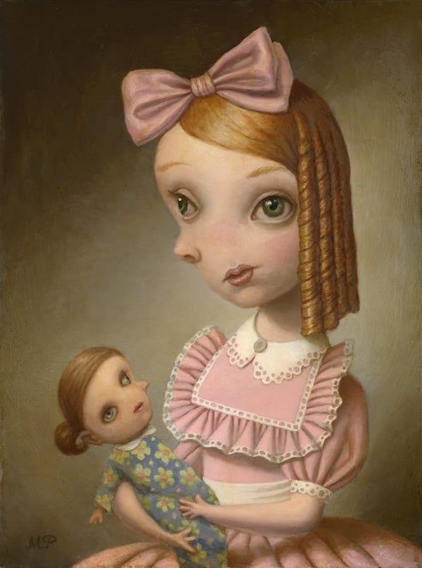 Dcg Marion Peck Girl Holding A Doll Image Size 30X40 Cm 12X16 Inch Oil On Board