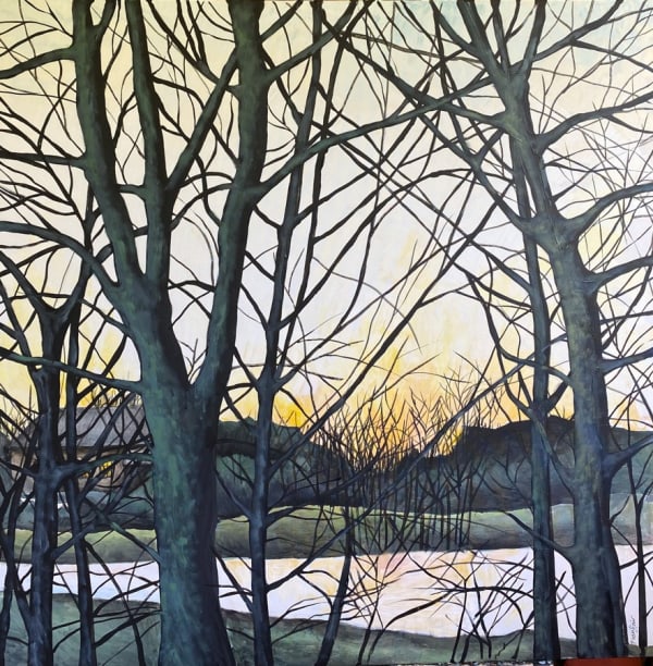 Sunset through the trees by Rosie Playfair