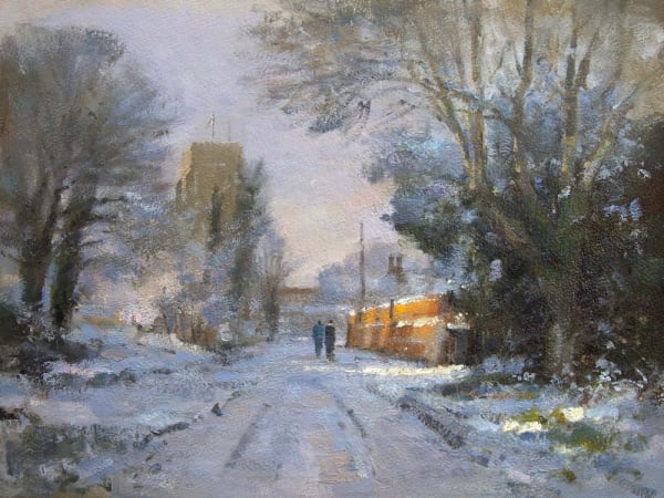 Sunlight and snow at St Nicholas