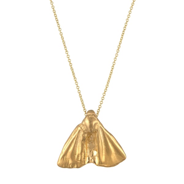 Delicate Tree Moth Necklace, Tiny Moth Necklace by sculptor Goody-B. Wiseman