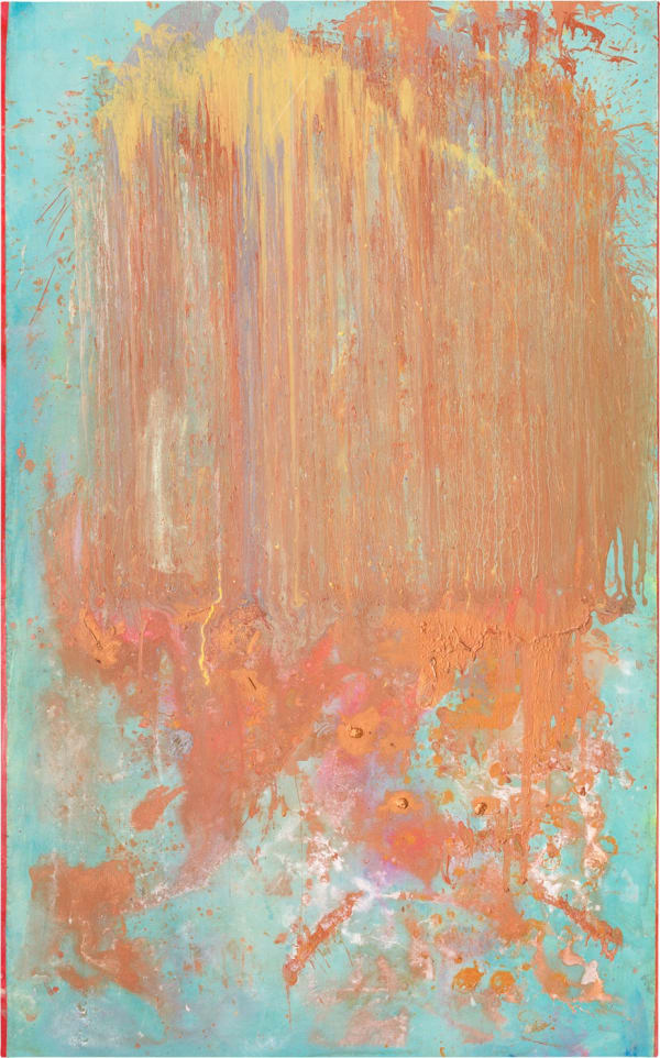 Frank Bowling, Collaboration with MS & Damidge, 2016, acrylic on canvas, 295 x 184 cm, 116 1/8 x 72 1/2 in